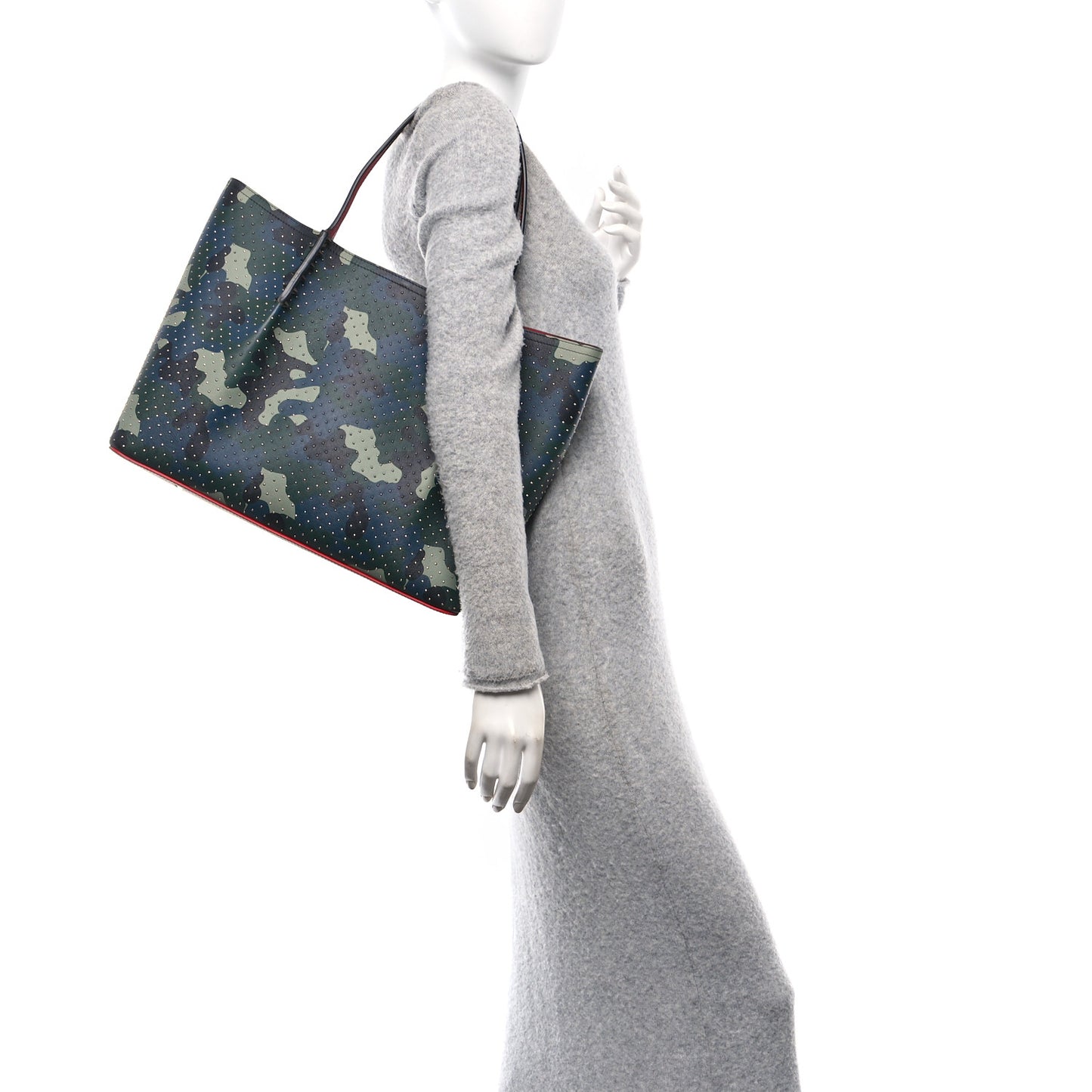 Calfskin Spiked Camouflage Large Cabarock Shopper Tote Multicolor