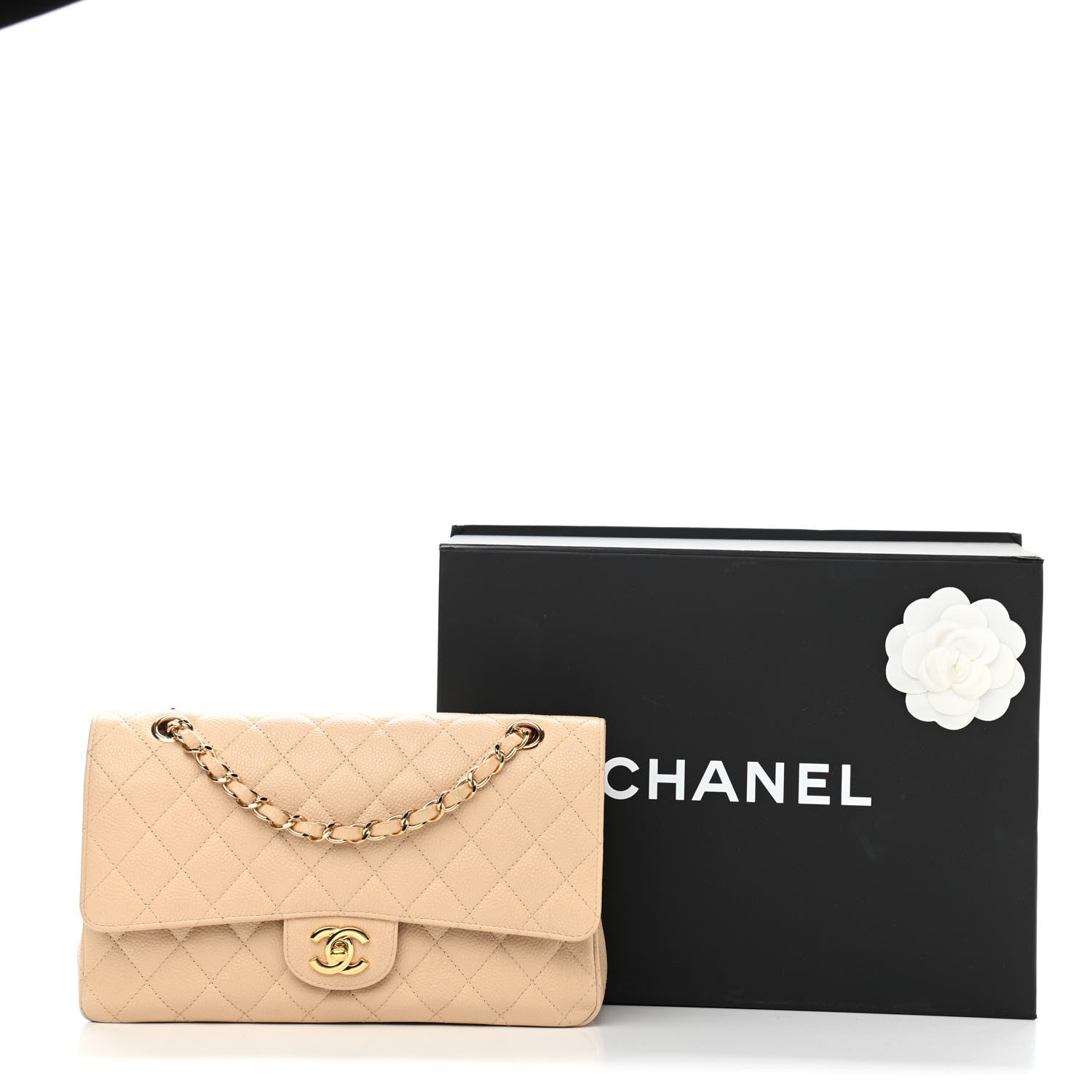 Chanel Caviar Quilted Medium Double Flap Beige 12 of 12