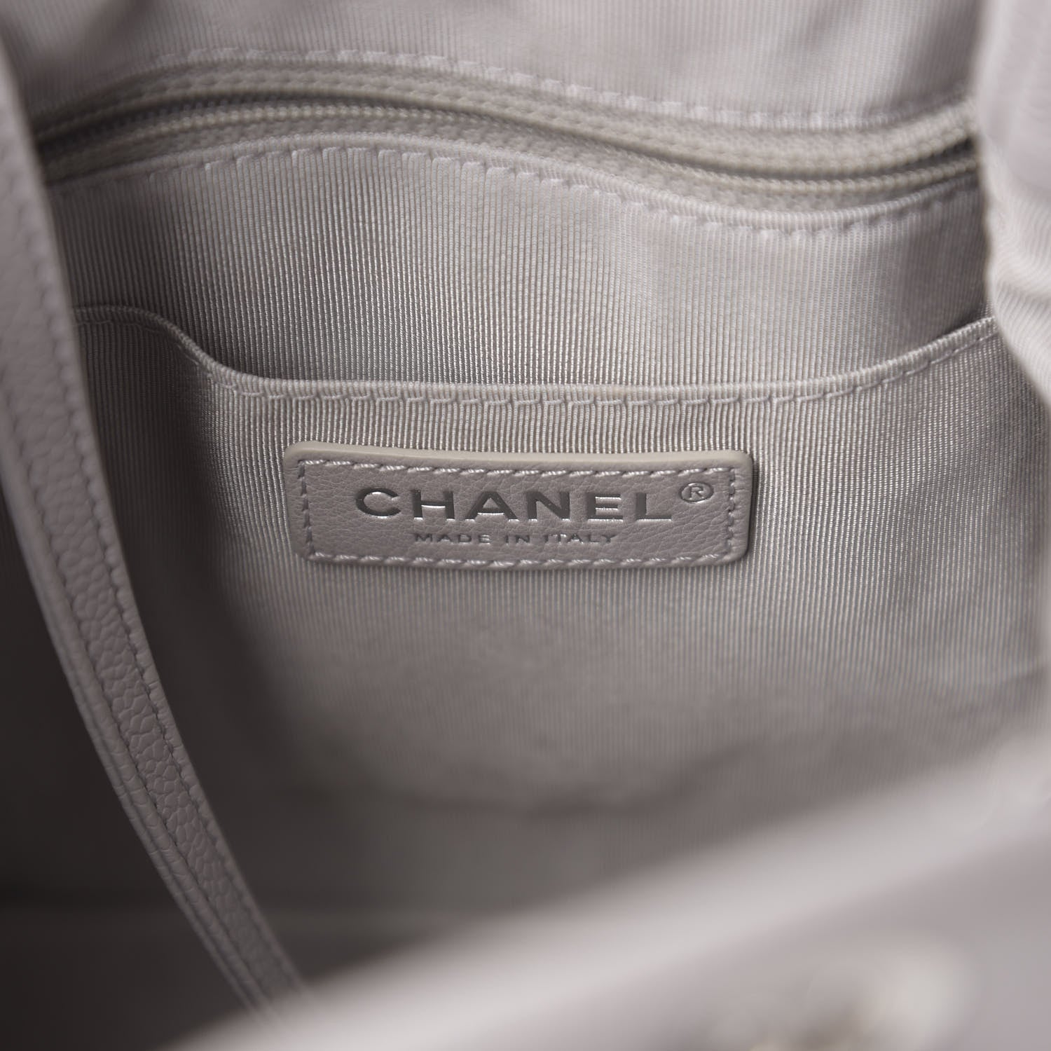 Chanel Caviar Quilted Small Chain Bucket Bag Light Gray 5 of 9