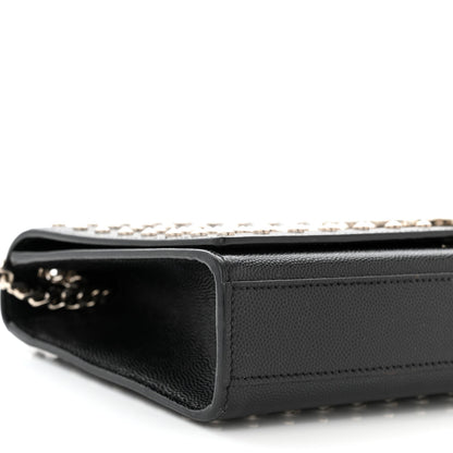 Saint Laurent Grain De Poudre Studded Medium Monogram Kate Satchel Black 9 of 10