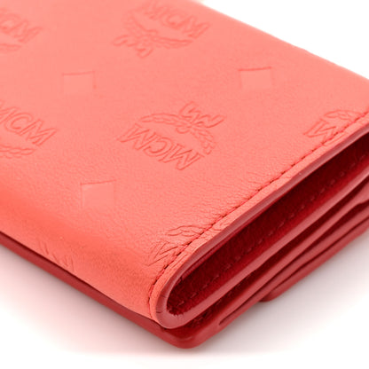 MCM Calfskin Ottomar Monogram Tri-Fold Wallet Hot Coral 10 of 11