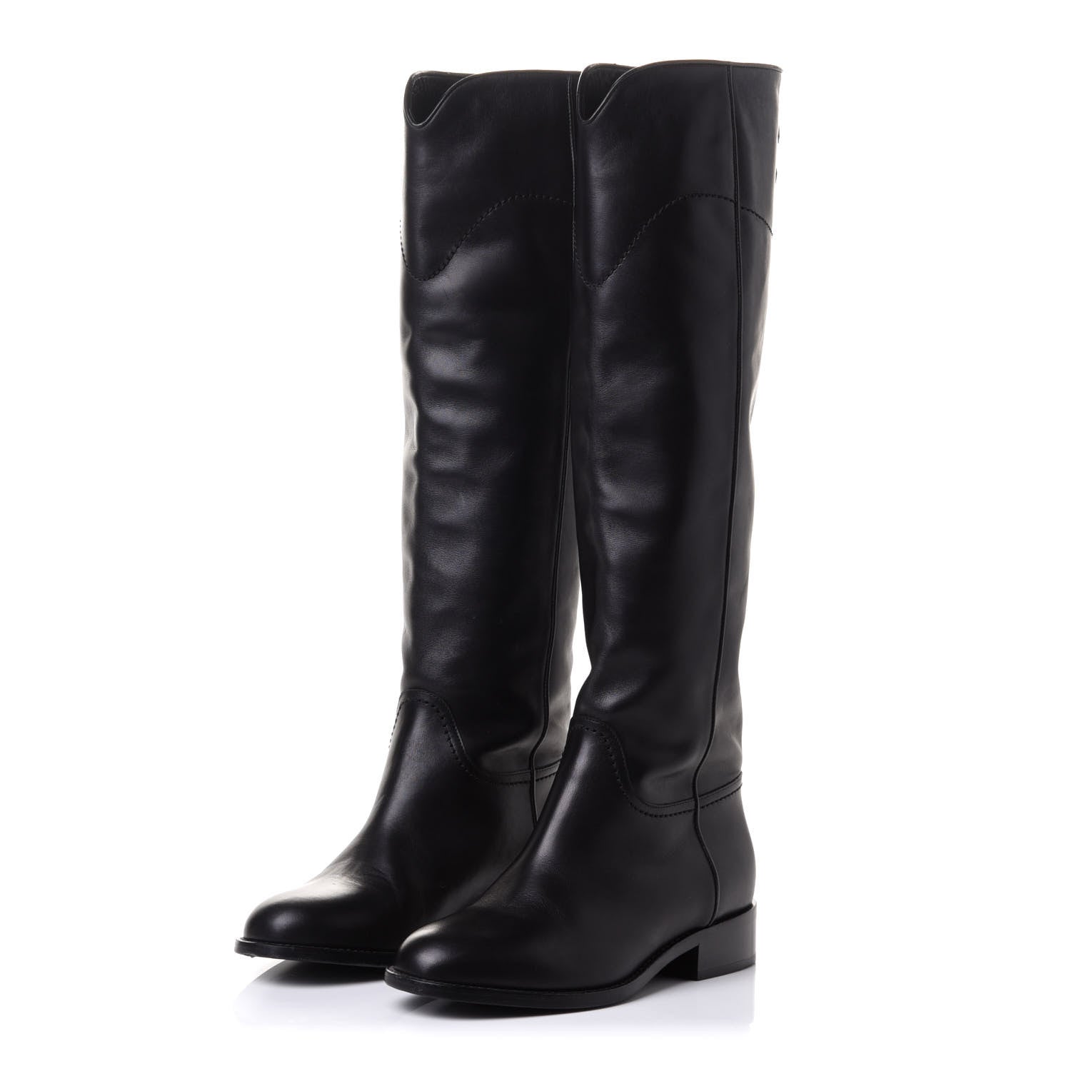 Chanel Calfskin Ascot Riding Boots 36.5 Black 3 of 11