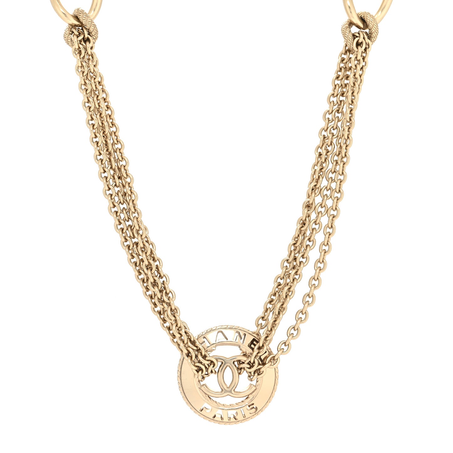 Metal Medallion Multi Chain Short Necklace Gold