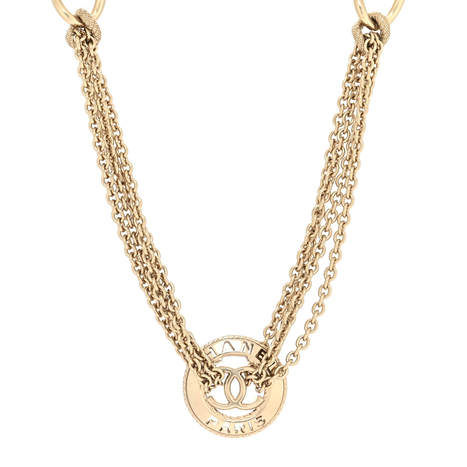 Chanel Metal Medallion Multi Chain Short Necklace Gold 1 of 5