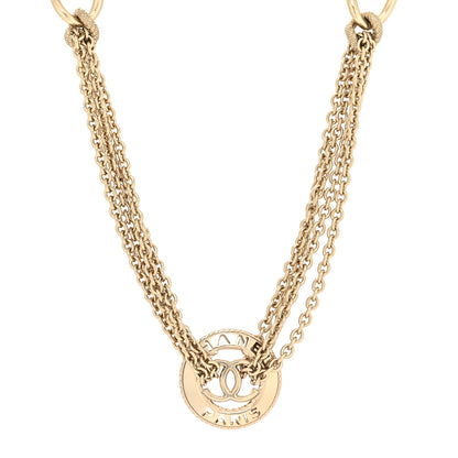 Chanel Metal Medallion Multi Chain Short Necklace Gold 1 of 5