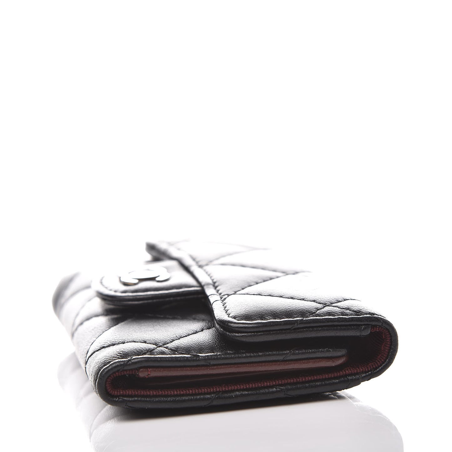 Lambskin Quilted 6 Key Holder Black