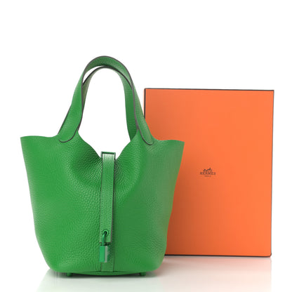 Hermes Taurillon Clemence Monochrome Picotin Lock 18 PM Bambou 11 of 11