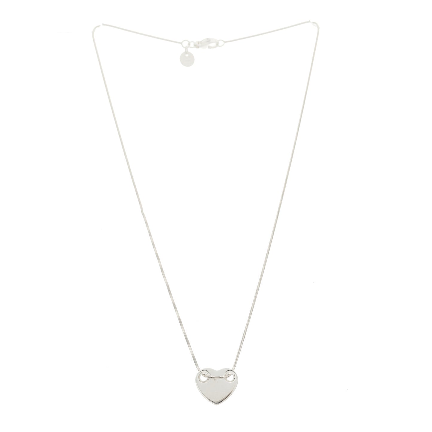 Sterling Silver Flat Heart Pendant Necklace