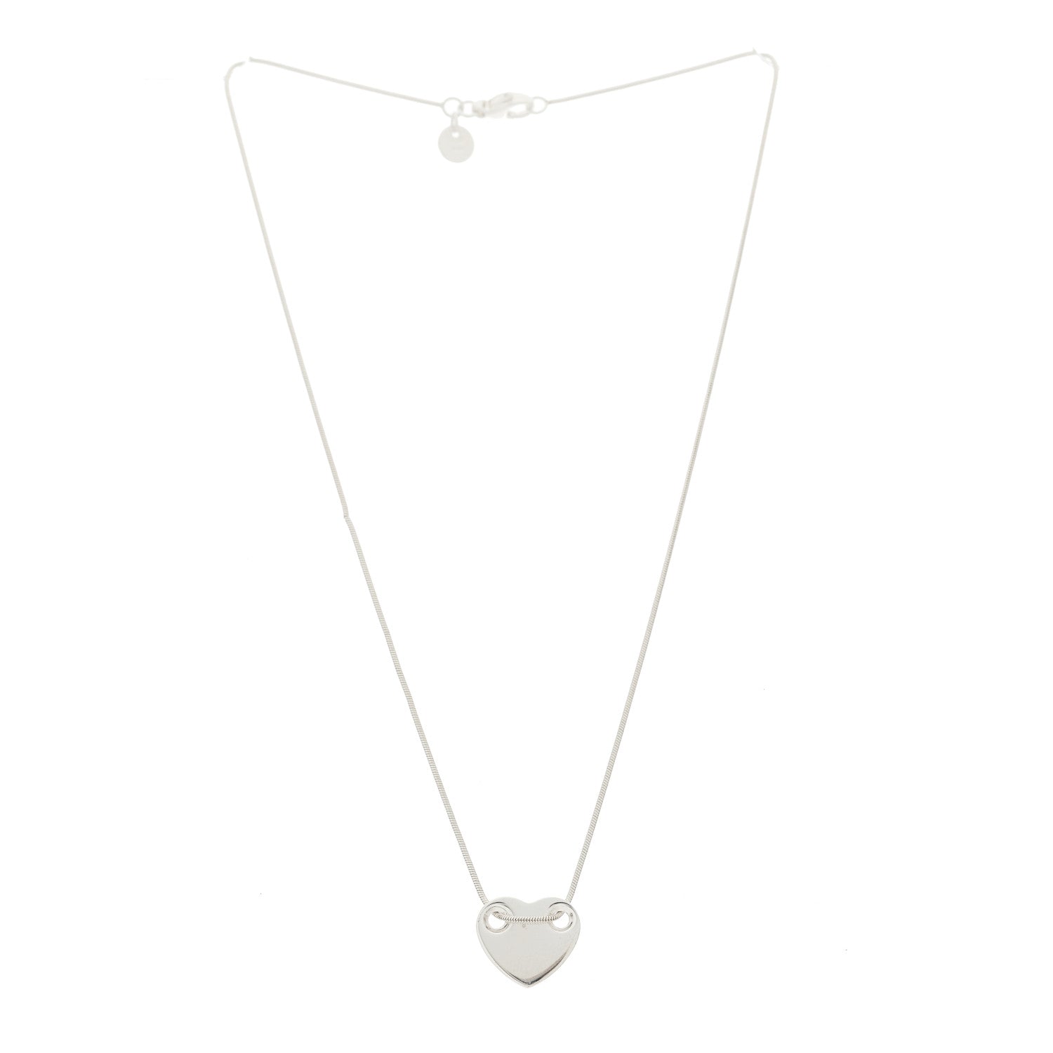 Tiffany Sterling Silver Flat Heart Pendant Necklace 3 of 7