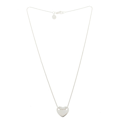 Tiffany Sterling Silver Flat Heart Pendant Necklace 3 of 7
