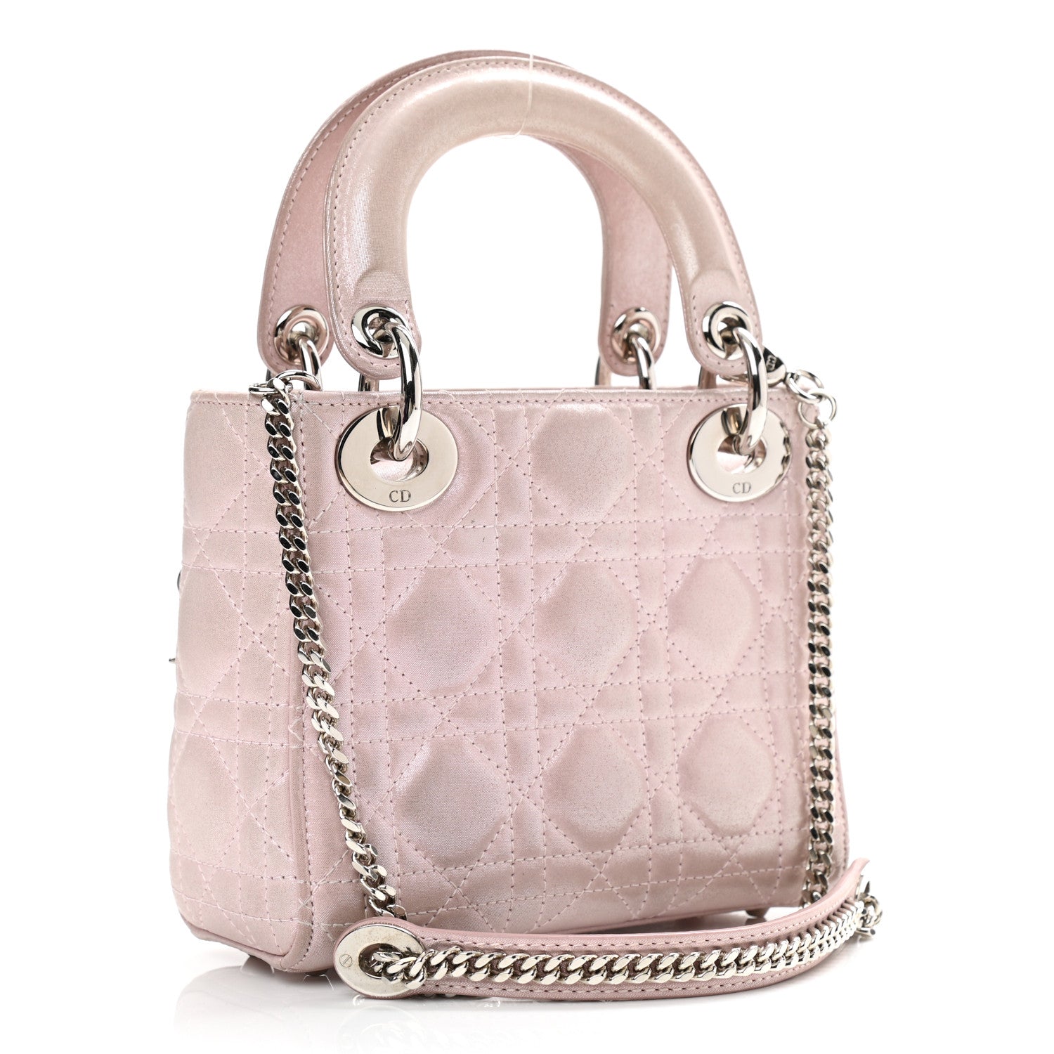 Christian Dior Metallic Lambskin Cannage Mini Lady Dior Lotus 3 of 13