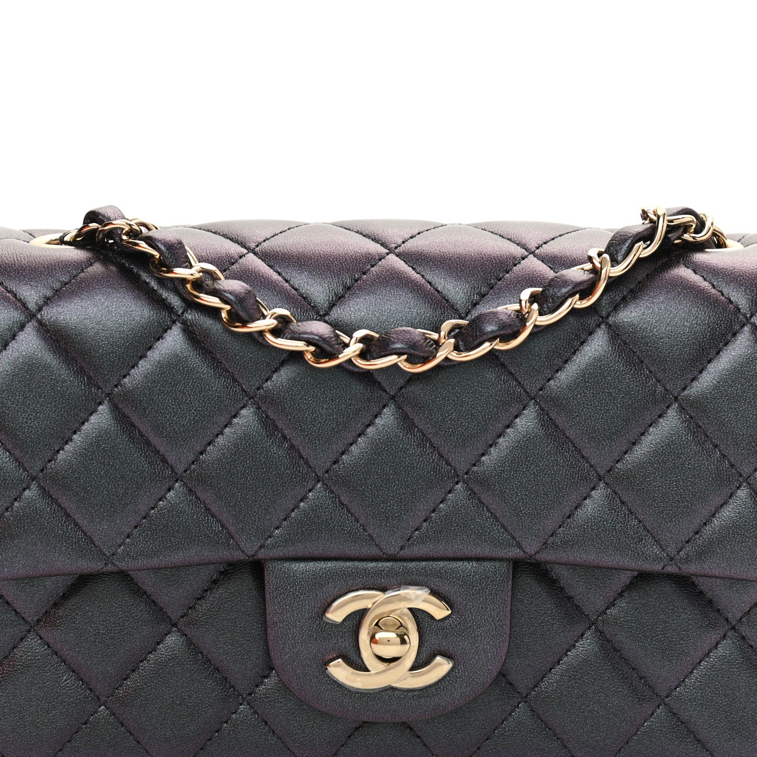 Chanel Iridescent Lambskin Quilted Mini Rectangular Flap Black 8 of 11