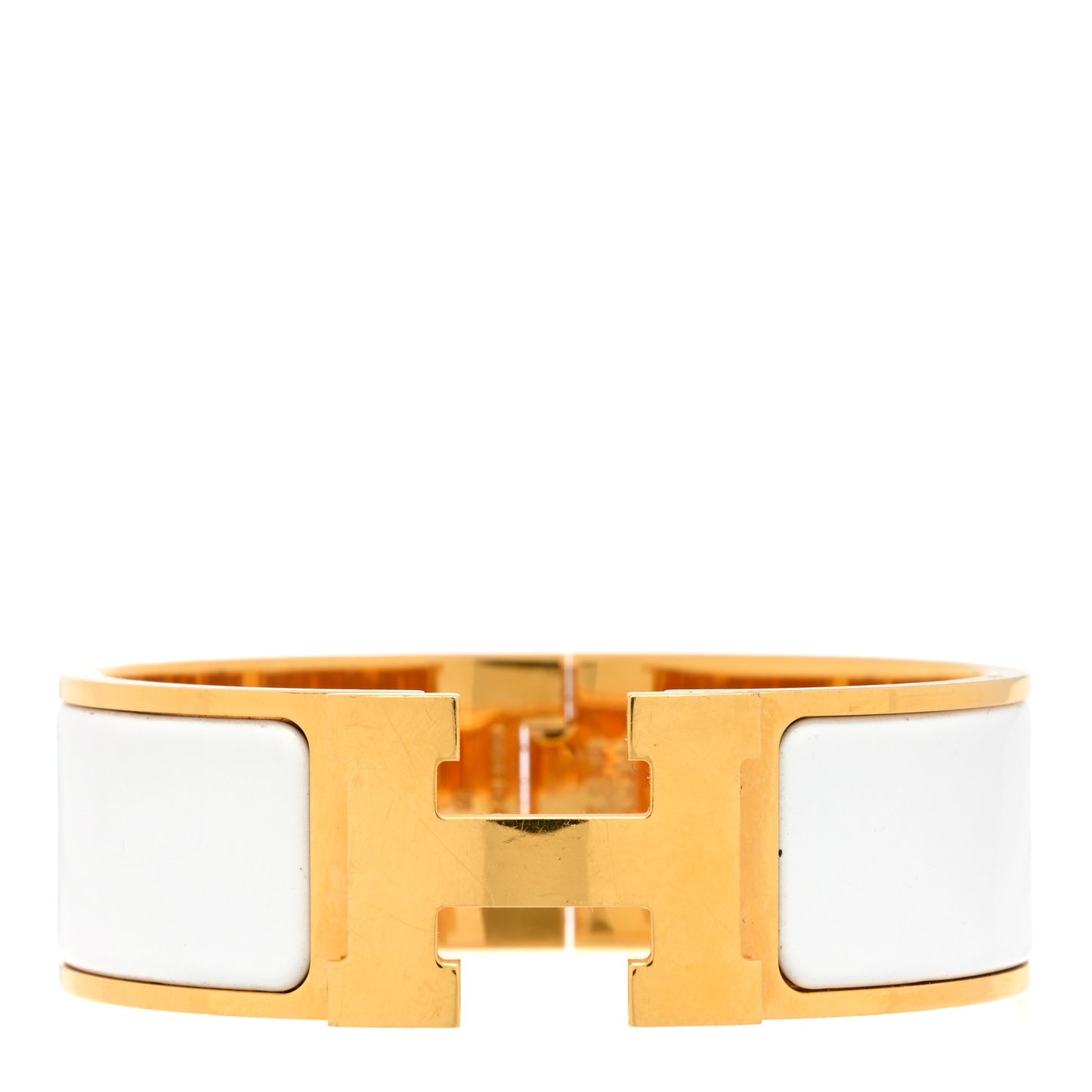 Enamel Wide Clic Clac H Bracelet GM White