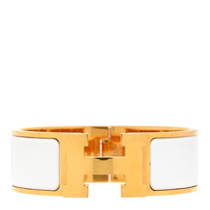 Hermes Enamel Wide Clic Clac H Bracelet GM White 1 of 3