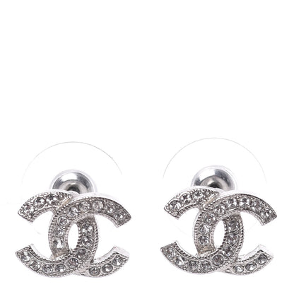 Chanel Crystal Mini Timeless CC Earrings Silver 1 of 5