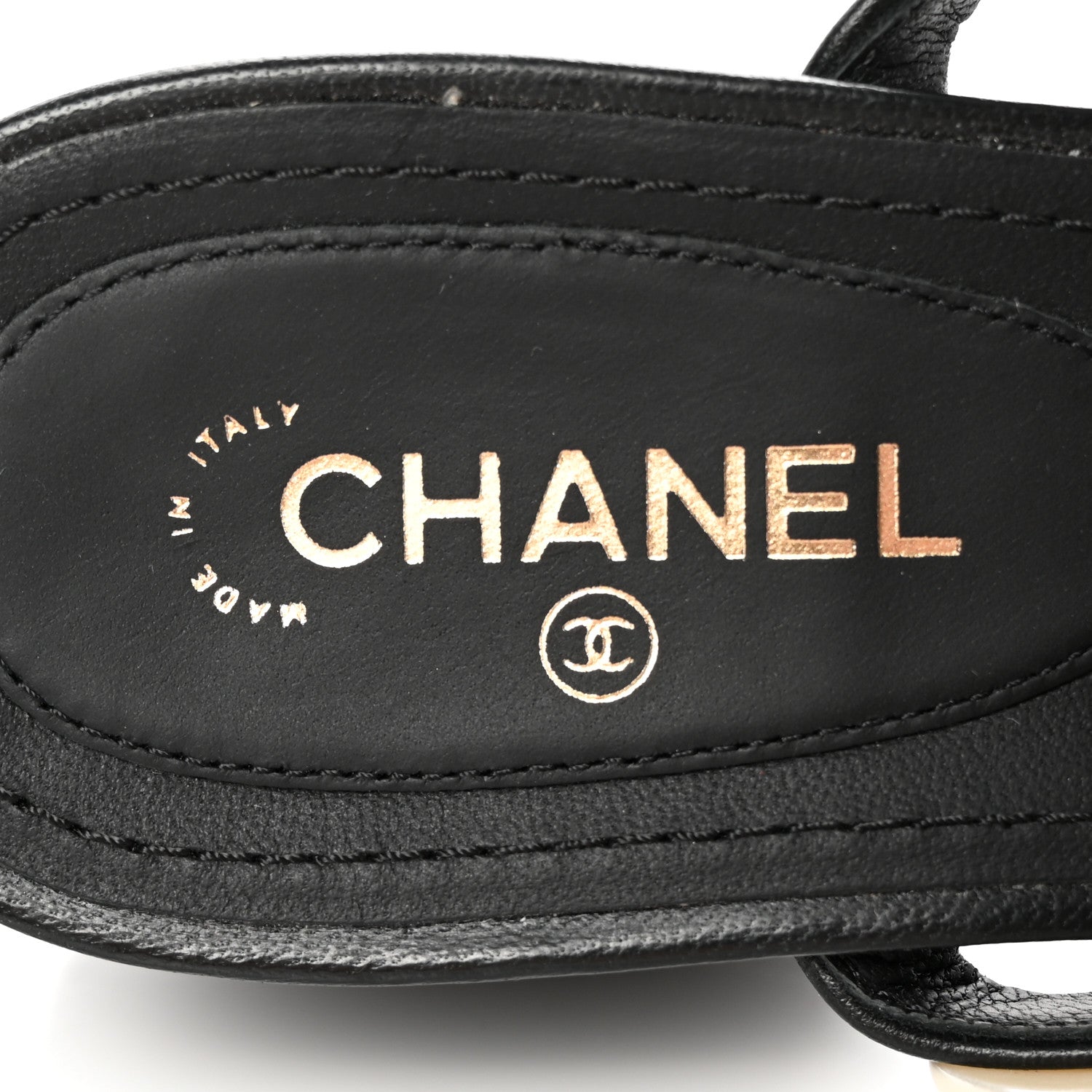 Chanel Lambskin Pearl Toe Ring Slingback Sandals 37 Black 5 of 13