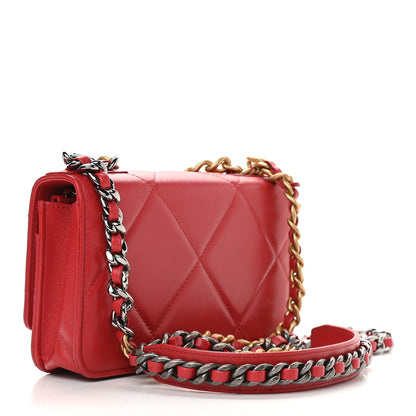 Chanel Goatskin Quilted Chanel 19 Wallet On Chain WOC Red 3 of 13