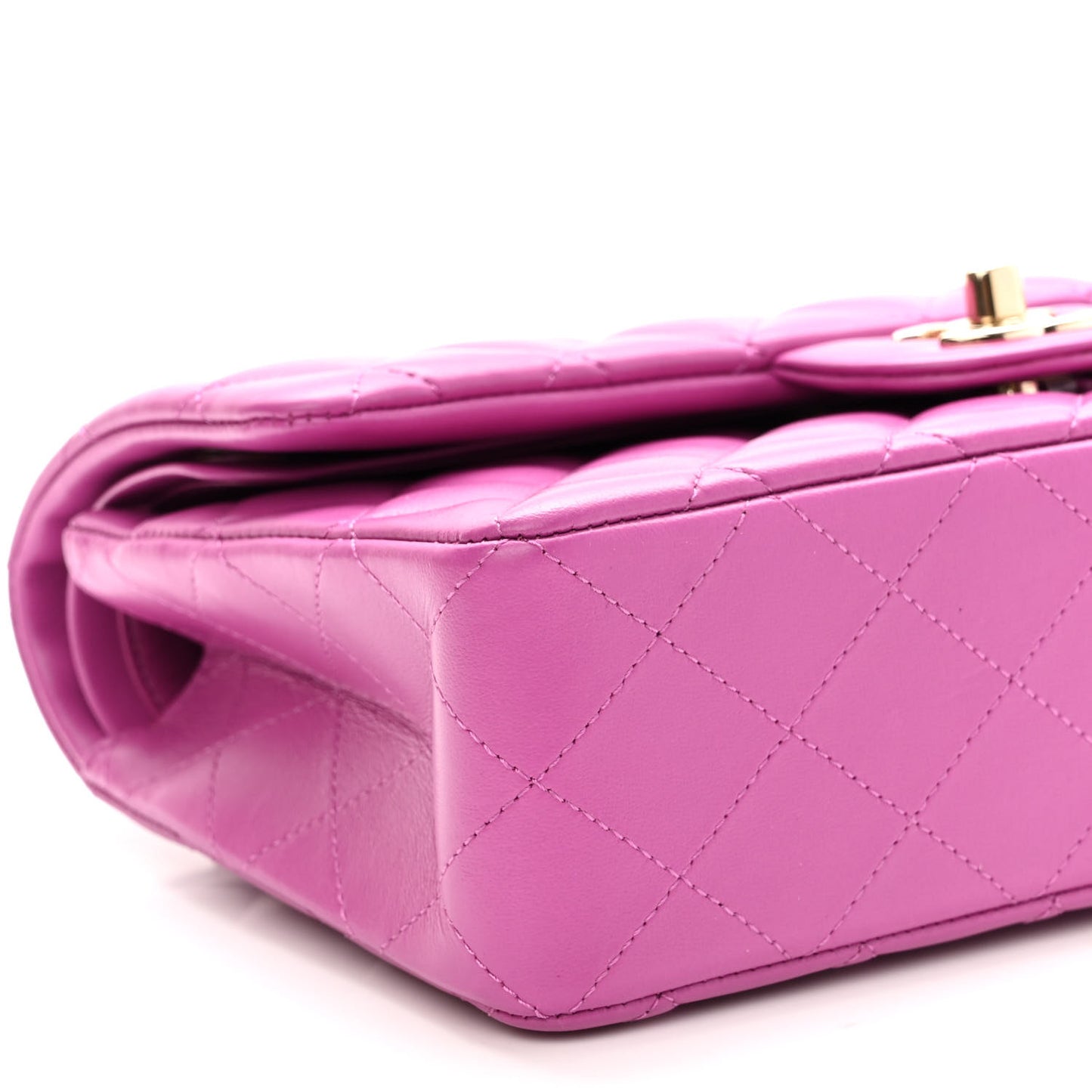 Lambskin Quilted Small Double Flap Purple