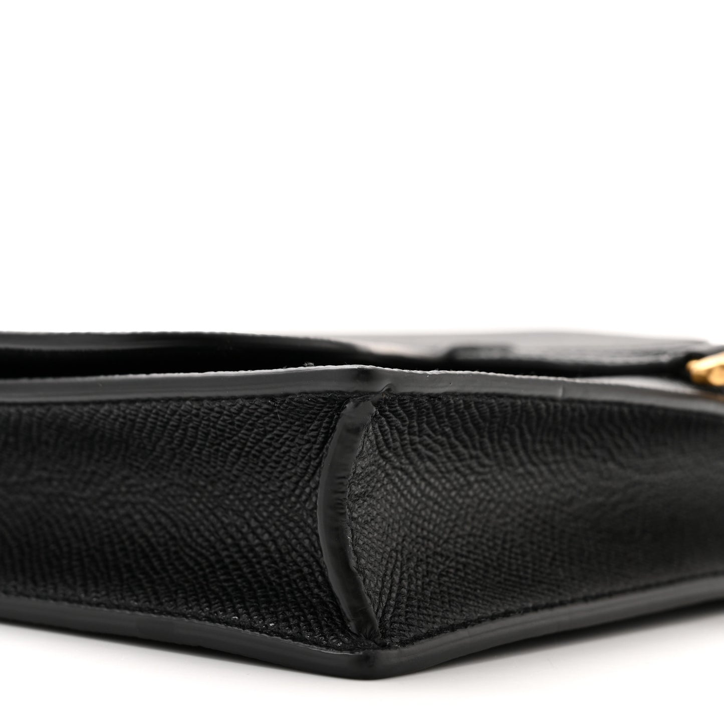 Grained Calfskin Saddle Chain Pouch Black