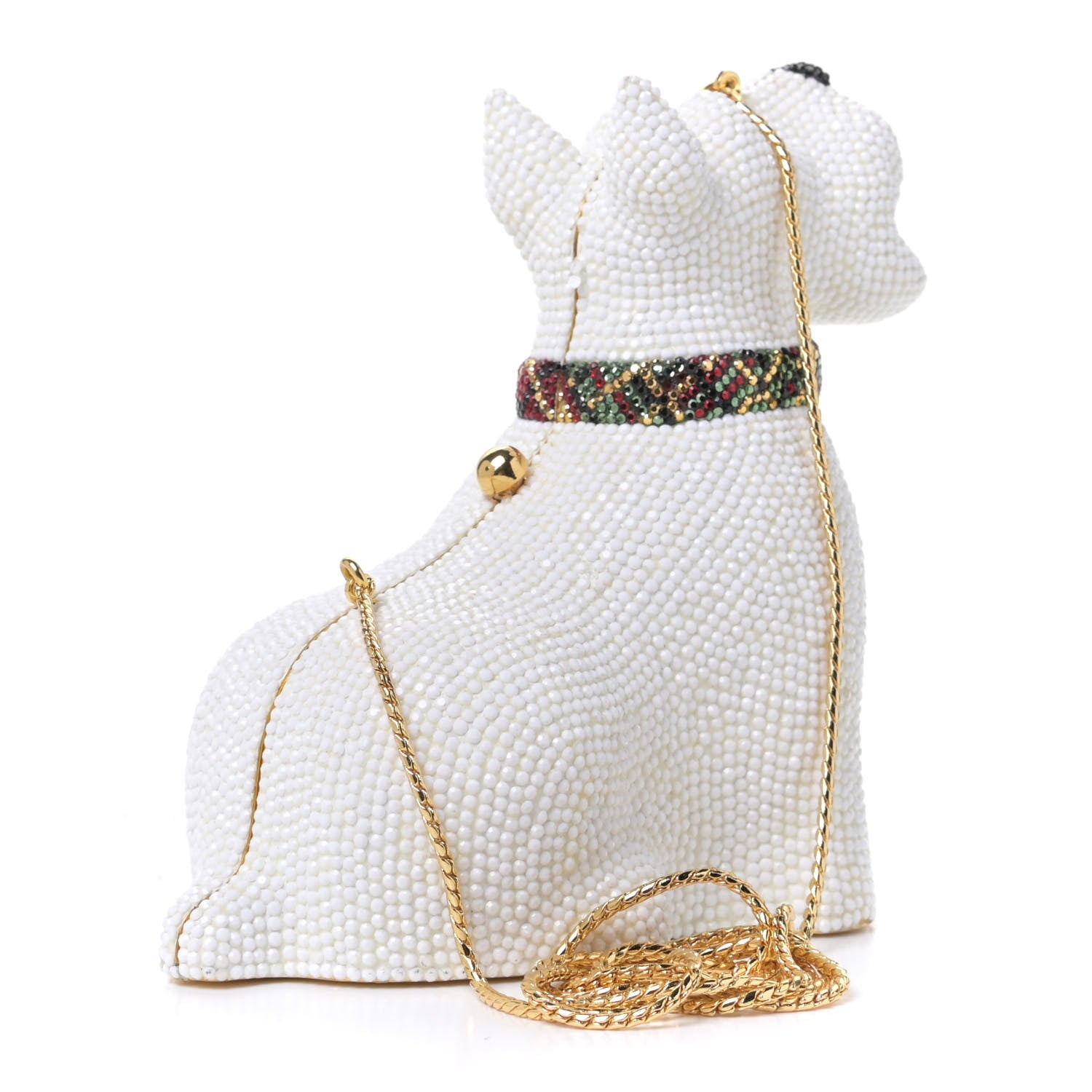 Judith Leiber Crystal Terrier Minaudiere Clutch White Gold 2 of 11