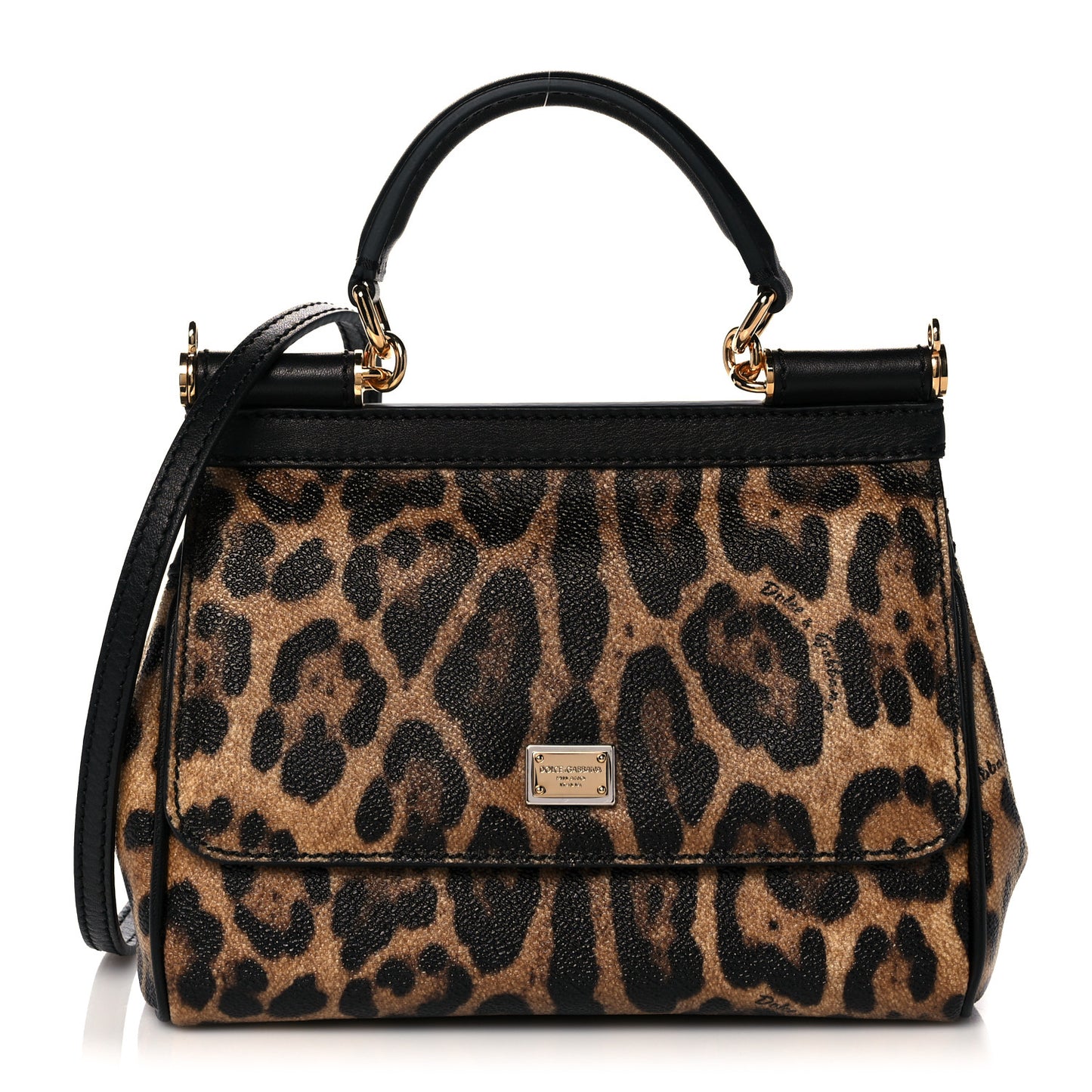 Dauphine Leopard Print Mini Miss Sicily Satchel Black