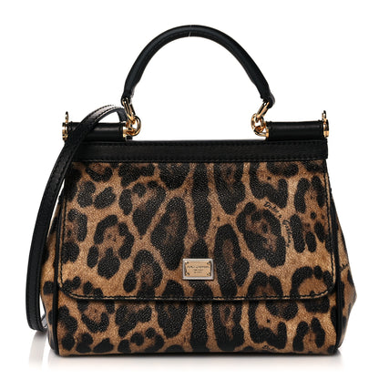 Dolce & Gabbana Dauphine Leopard Print Mini Miss Sicily Satchel Black 1 of 10