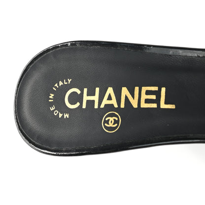 Chanel Patent Leather Camellia Mules 39 Black Ivory 7 of 7