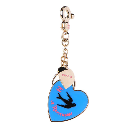 Chanel Enamel Valentine Heart Key Chain Blue 1 of 3