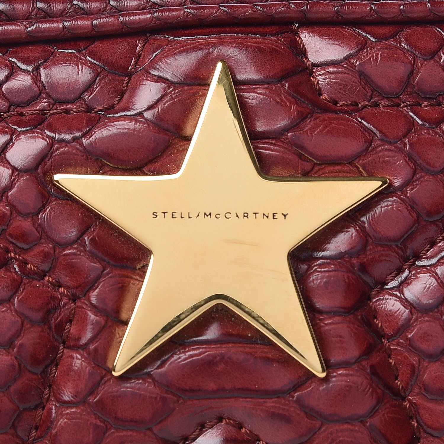 Stella McCartney Snakeskin Effect Small Star Patch Shoulder Bag Burgundy 8 of 10