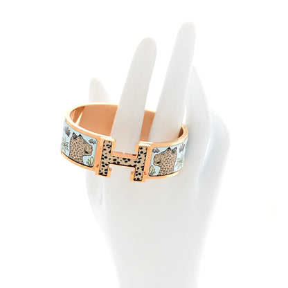 Hermes Enamel Printed Leopards Wide Clic Clac H Bracelet GM Songe Pastel 2 of 5