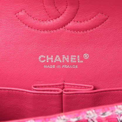 Chanel Tweed Quilted Medium Double Flap Hot Pink 5 of 9