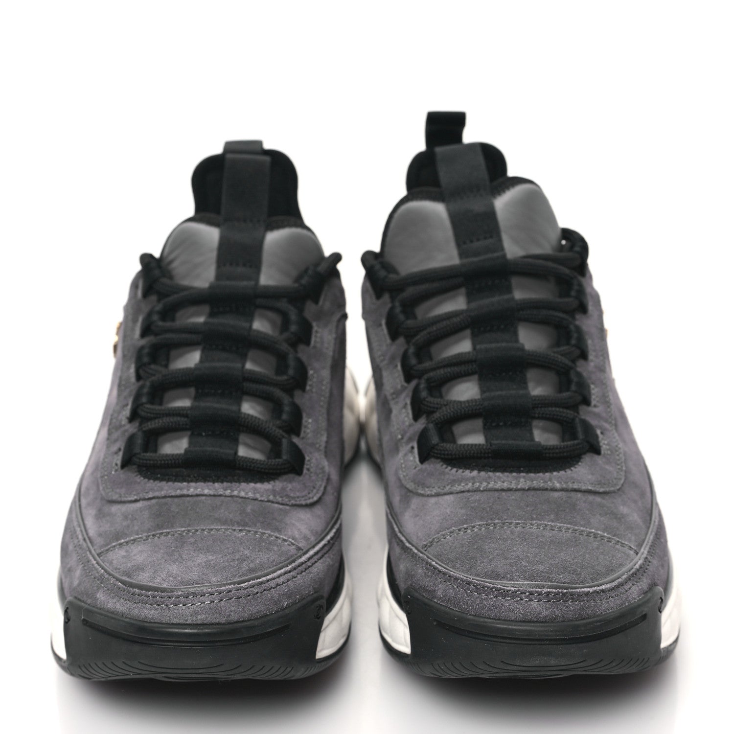 Chanel Suede Calfskin Nylon Grosgrain CC Sneakers 40 Grey 2 of 8