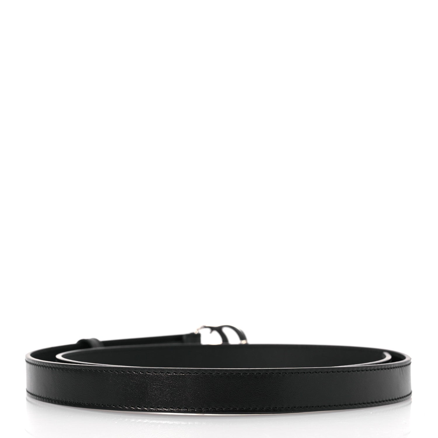 Gucci Plutone Calfskin Palladium Double G 20mm Belt 95 38 Black 2 of 6