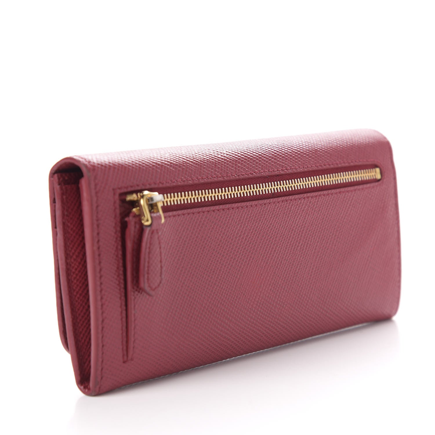 Prada Saffiano Metal Continental Flap Wallet Fuoco 4 of 11