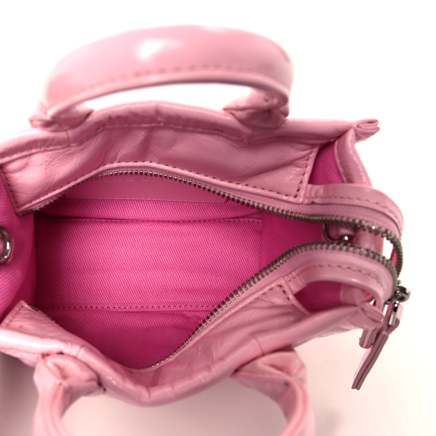 Shiny Crinkled Calfskin Mini The Tote Bag Pink