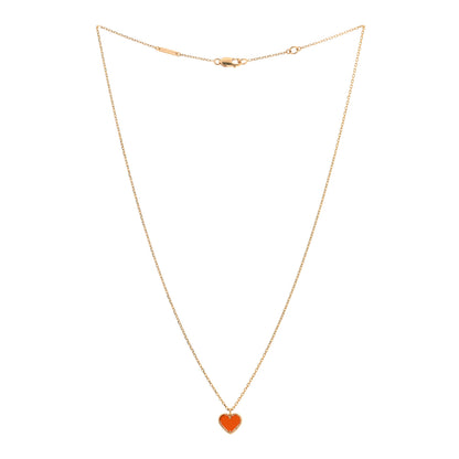 Van Cleef & Arpels 18K Rose Gold Carnelian Sweet Alhambra Heart Pendant Necklace 2 of 3