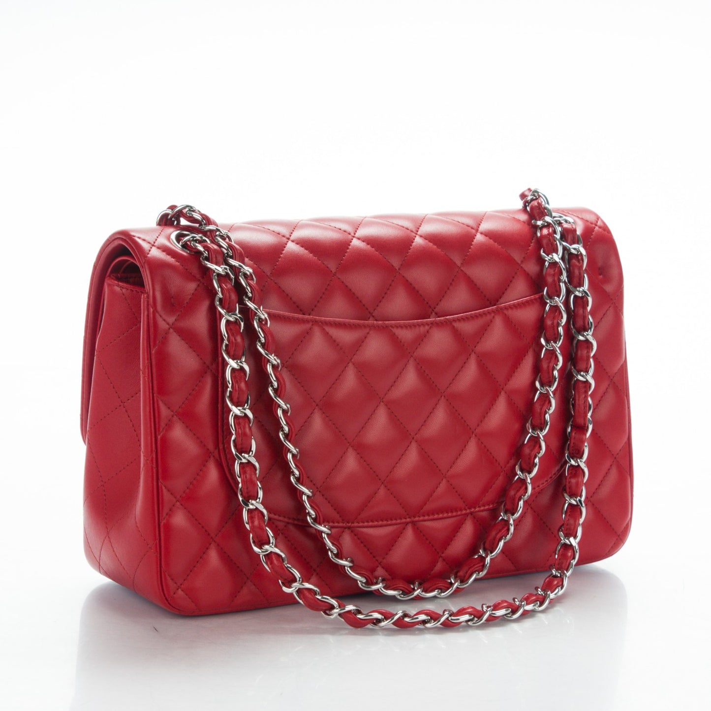 Lambskin Quilted Jumbo Double Flap Red