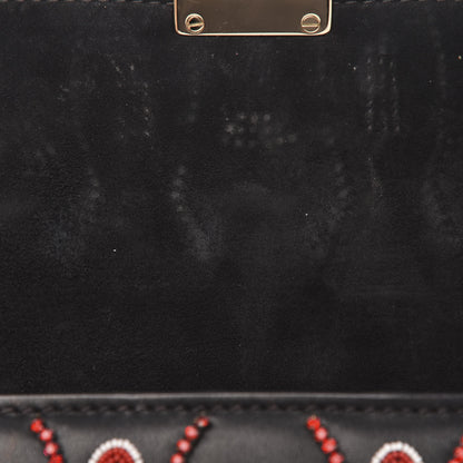 Valentino Garavani Vitello Crystal Lipstick Embellished Small Glam Lock Rockstud Flap Black 14 of 14