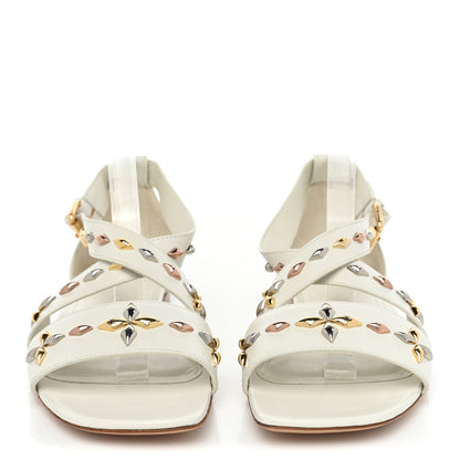 Louis Vuitton Calfskin Stud Flat Sandals 40 White 2 of 9