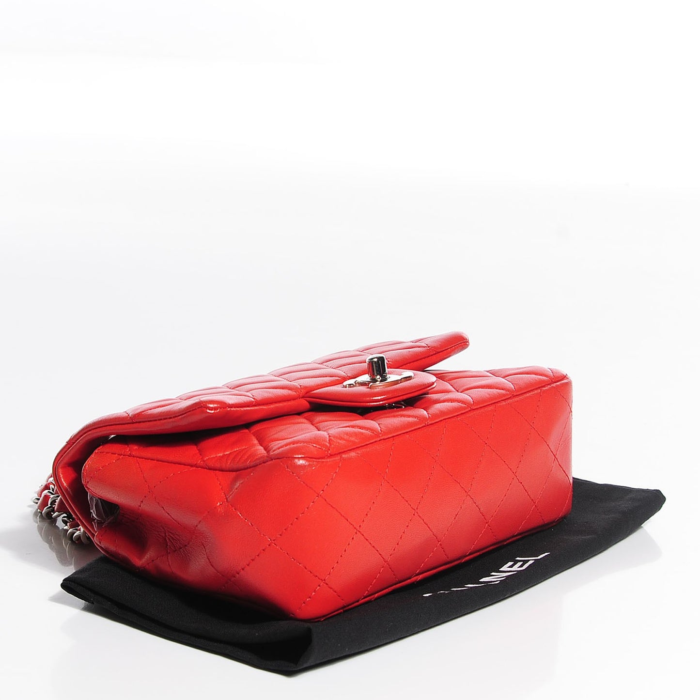 Lambskin Quilted Mini Rectangular Flap Red