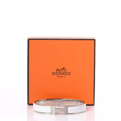Hermes Matte Enamel Narrow Clic Clac HH Bracelet GM White 6 of 6