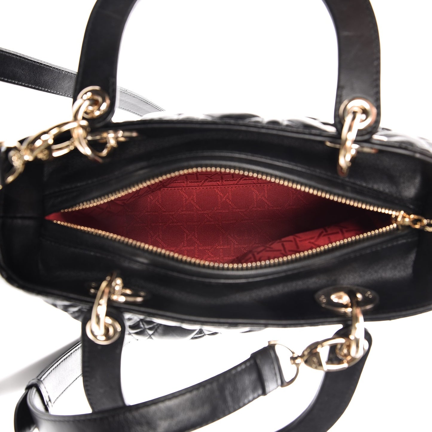 Lambskin Cannage Medium Supple Lady Dior Black