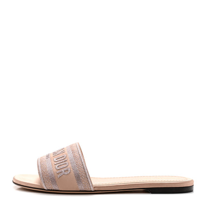 Christian Dior Cotton Embroidered Dway Mules Slide Sandals 41 Rose Des Vents 1 of 9