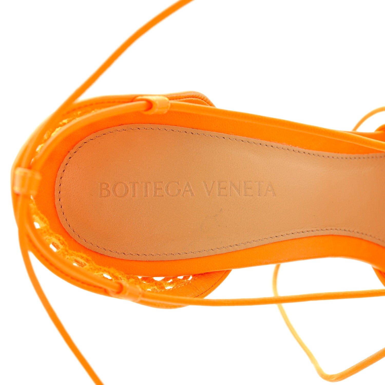 Bottega Veneta Mesh Nappa Stretch Ankle Tie Sandals 39 Tangerine 7 of 8