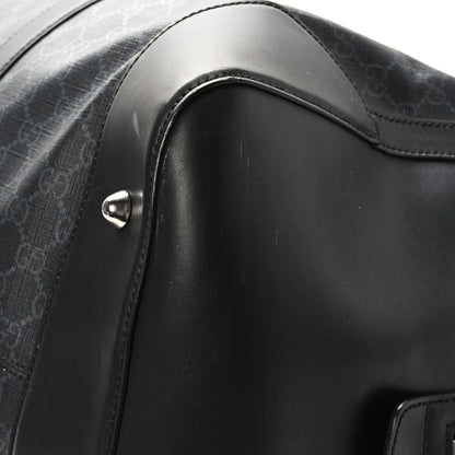 Gucci Soft GG Supreme Monogram Appia Calfskin Web Large Carry On Duffle Bag Black Grey 12 of 12