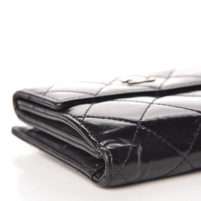 Chanel Patent Quilted Compact French Flap Wallet Black 9 of 16