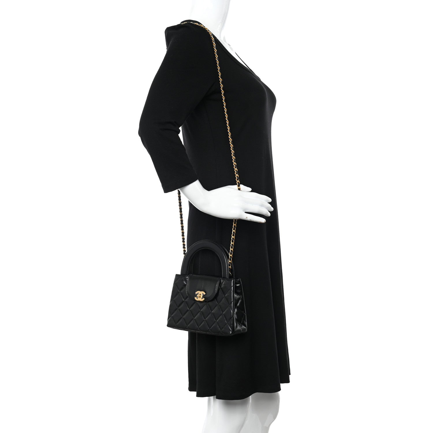 Chanel Shiny Aged Calfskin Quilted Nano Kelly Shopper Black 3 of 20
