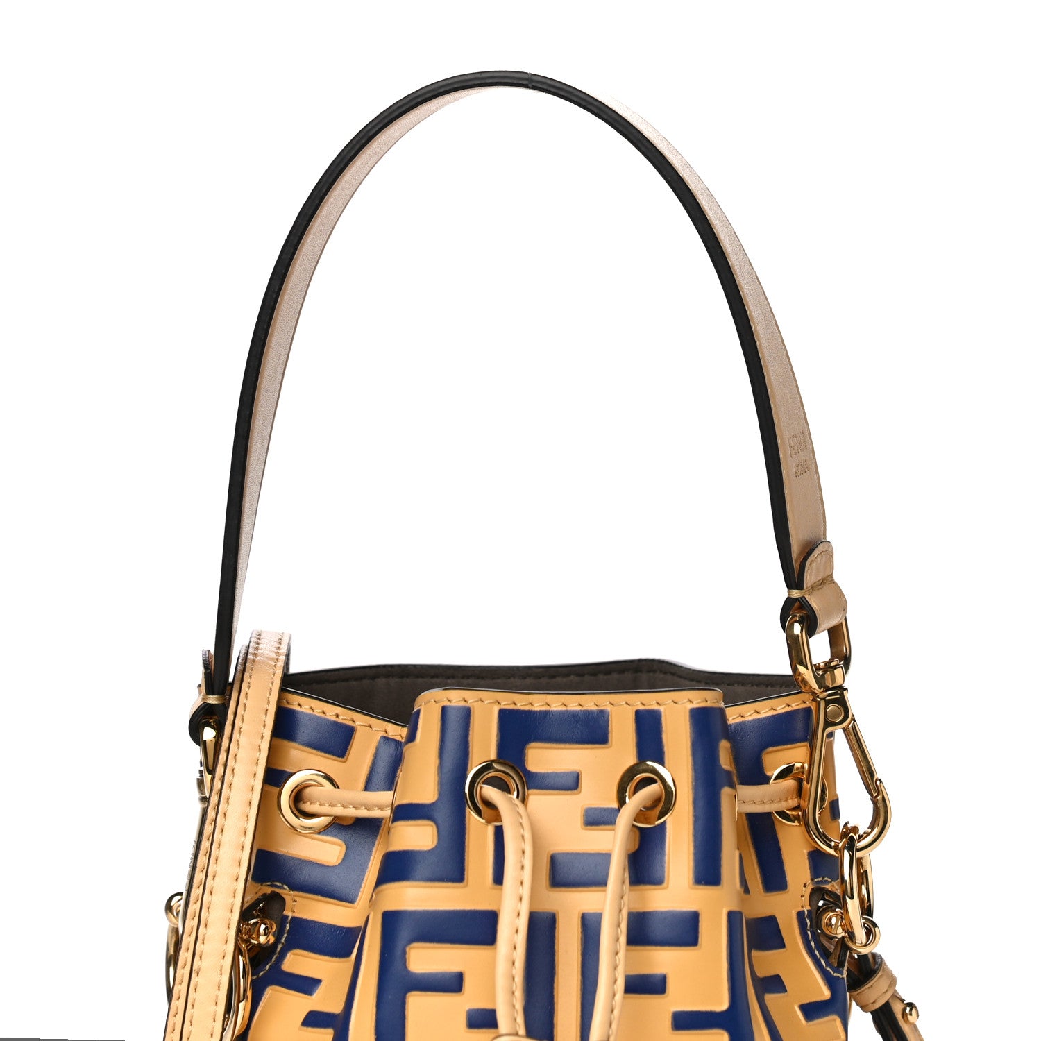 Fendi Vitello Liberty F is Fendi Bi-Color FF 1974 Embossed Mini Mon Tresor Bucket Bag Savana Blue Elettrico 9 of 18