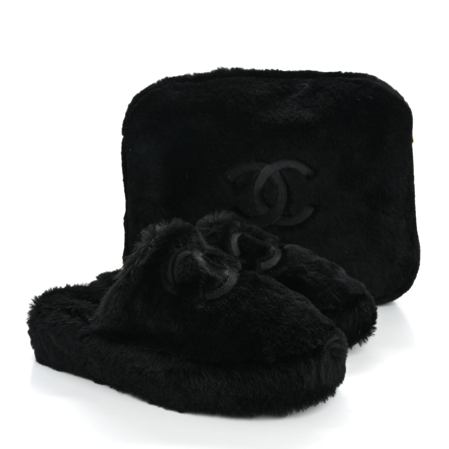 Shearling CC Flat Mules 39 Black