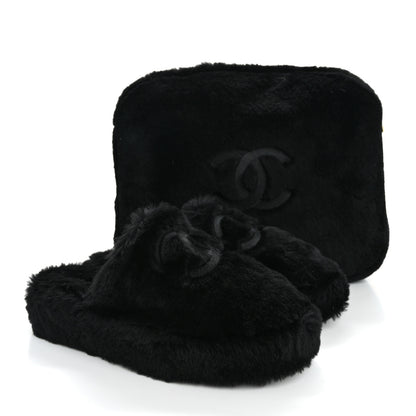Chanel Shearling CC Flat Mules 39 Black 10 of 17